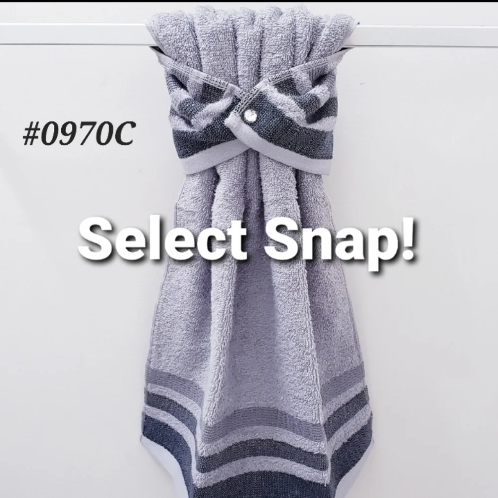 💚FINAL💚LAST ONE! #0970-C ■NEW! Gray w/stripe Hang'N'Snap HAND Towel🤍